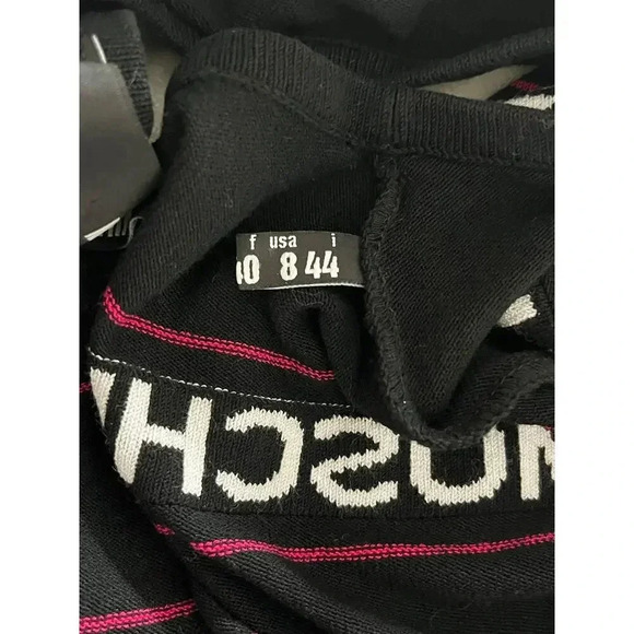 LOVE MOSCHINO Women Long Sleeve sweatshirt Crew-Neck Striped Sz 8 Logo Black - Picture 5 of 10